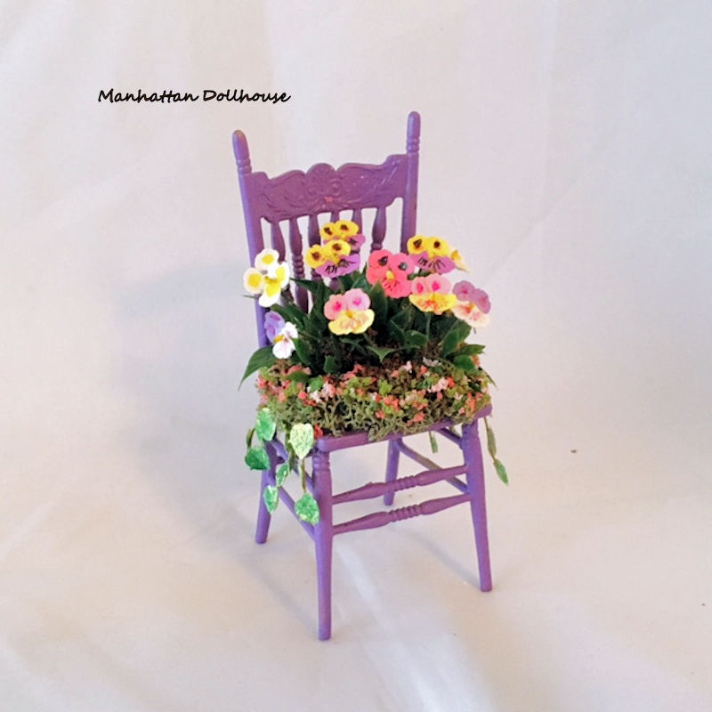 Exterior Purple Chair with Pansies - Click Image to Close