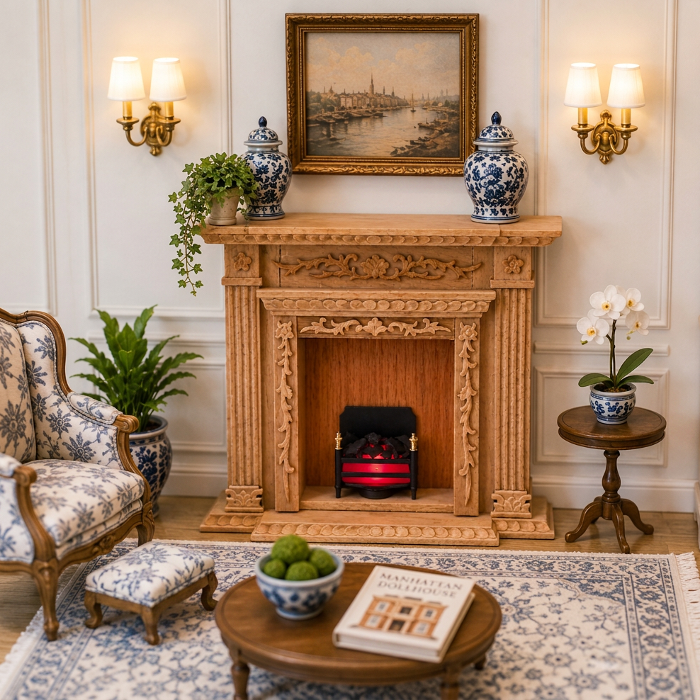 Battery-Operated Fireplace Insert for Dollhouses T22