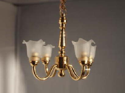4-Arm Brass Ceiling Dollhouse Lamp C6