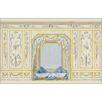 French Room Alcove Window Seat Panel - Dollhouse Wallpaper Mural