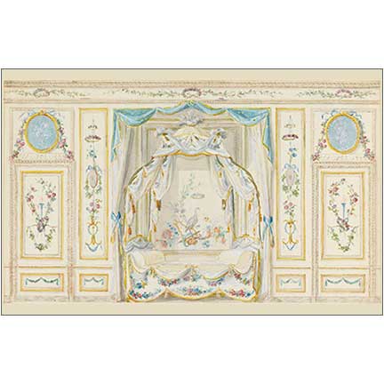 French Room Alcove Window Seat Panel 2 - Dollhouse Wallpaper Mur