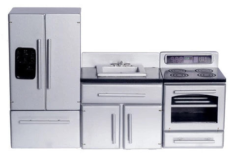 Kitchen Set, Three Piece Stainless Steel Style