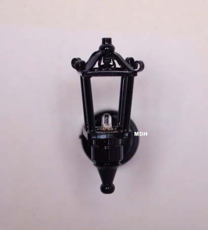 Black Dollhouse Coach Lamp with Amber Light W2A