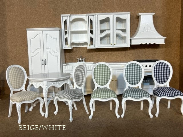 Miniature Kitchen Dinette Set in Beige and White