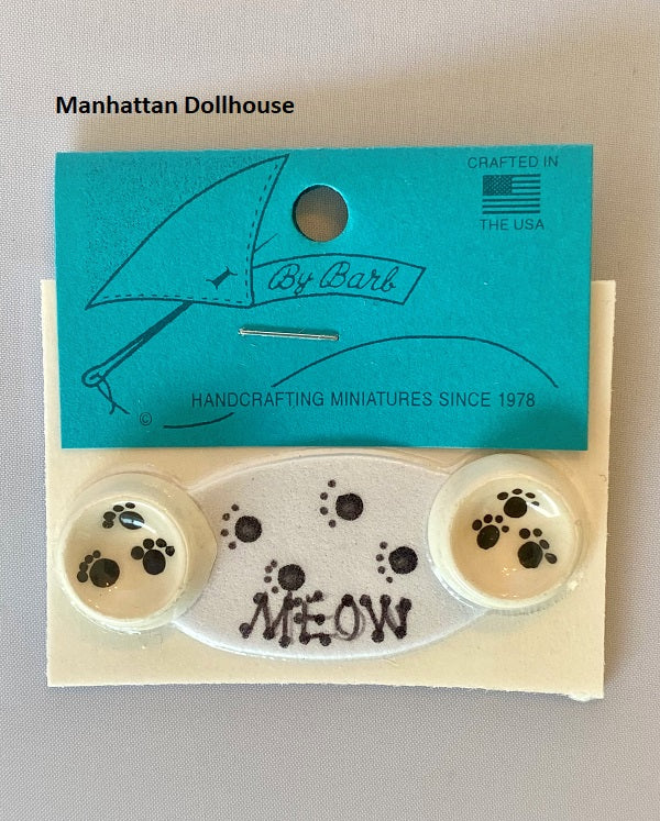 Miniature Cat Bowls and Dishes - Black and White