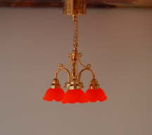 Ceiling Light Brass Finish C7 with Orange Shades