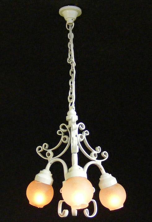 White 3-Arm Filigree Chandelier