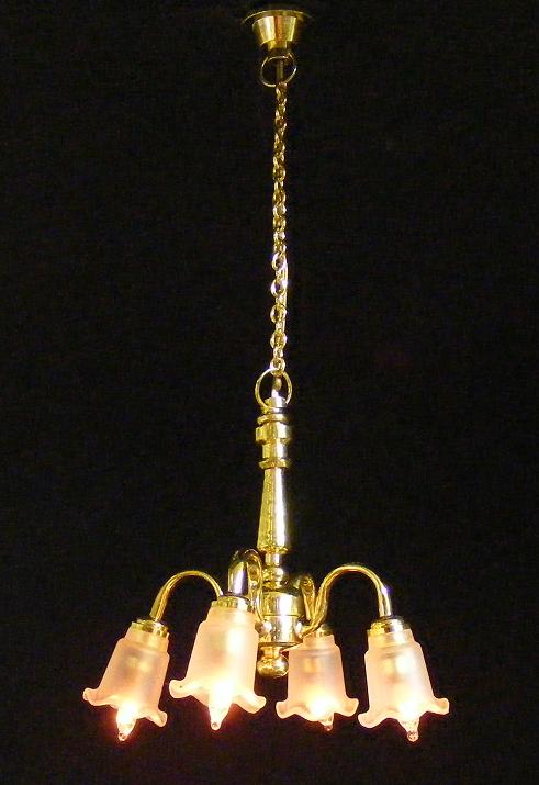 4 Down-Arm Frosted Tulip Chandelier