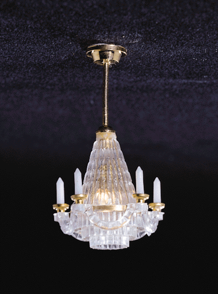 Brass Downrod Dollhouse Electric Chandelier