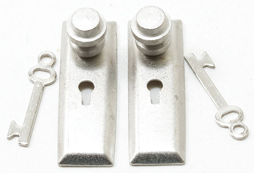 Miniature Door Knob with Key Plate in Satin Nickel