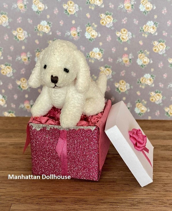 Miniature Dog in Pink Sparkle Gift Box