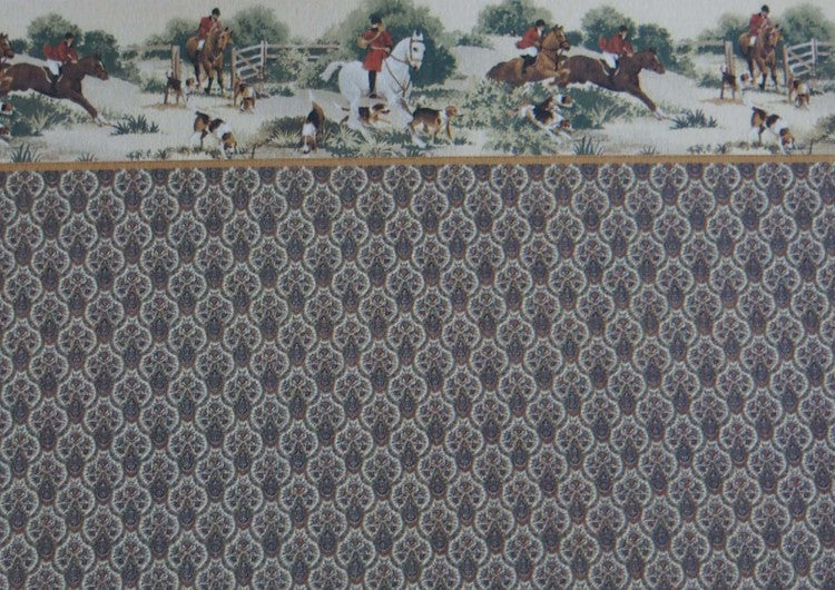 Dollhouse Wallpaper with Horse Chase Border