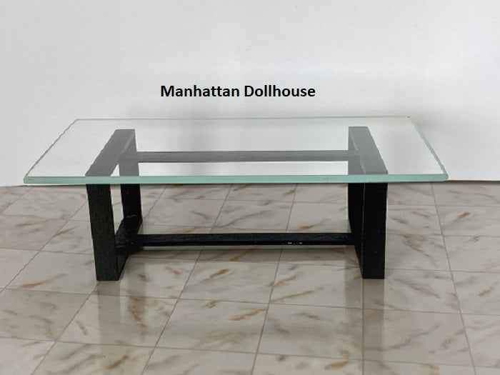 Glass Coffee Table with Black Legs