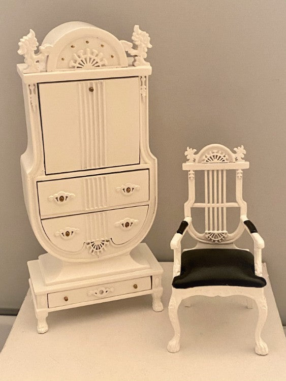 Miniature White Desk & Chair