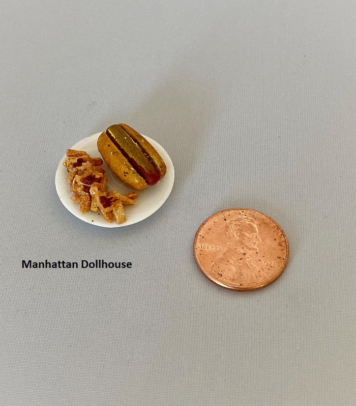 Hot Dog and Fries Plate - Miniature