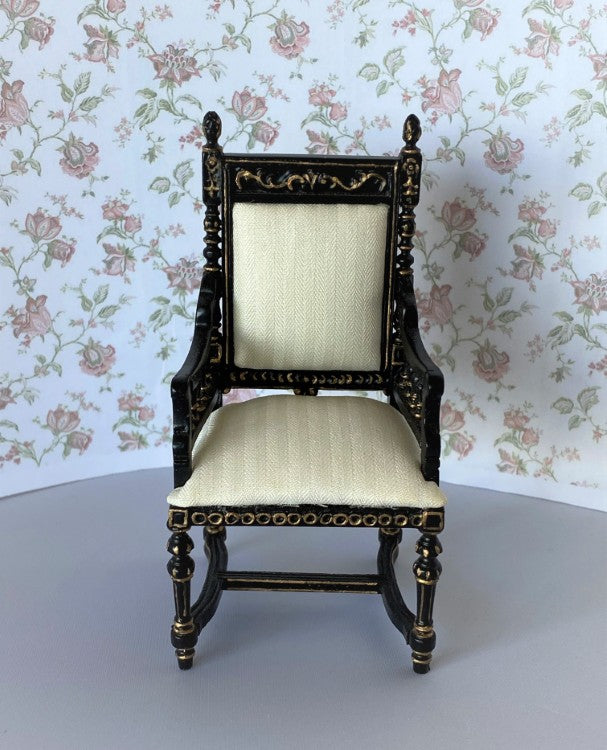 Black Arm Chair with Ivory Seat