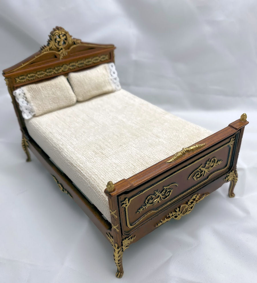 Doll House Miniature Adult Bed NWN with Gold trim