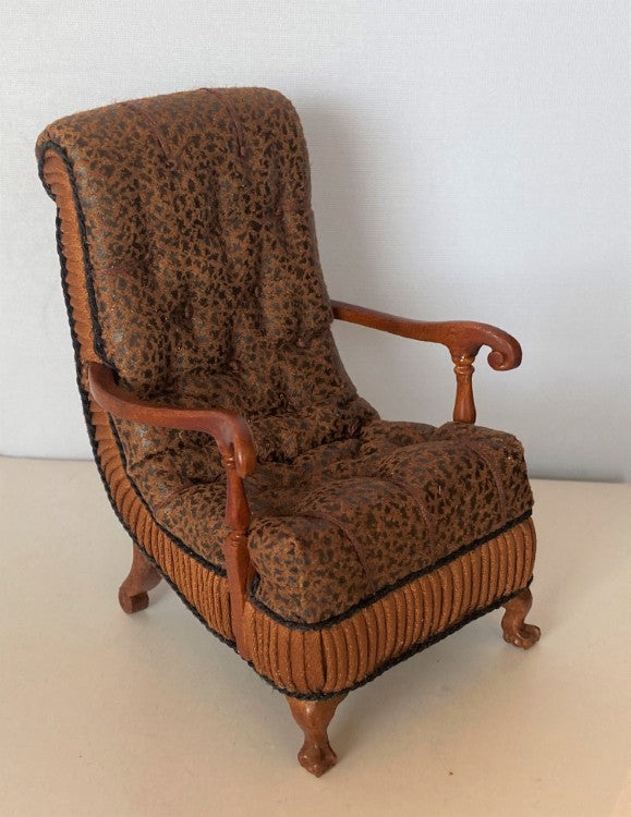 Large Vintage Upholstered Arm Chair - New Walnut