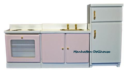 Pink and White Dollhouse Kitchen