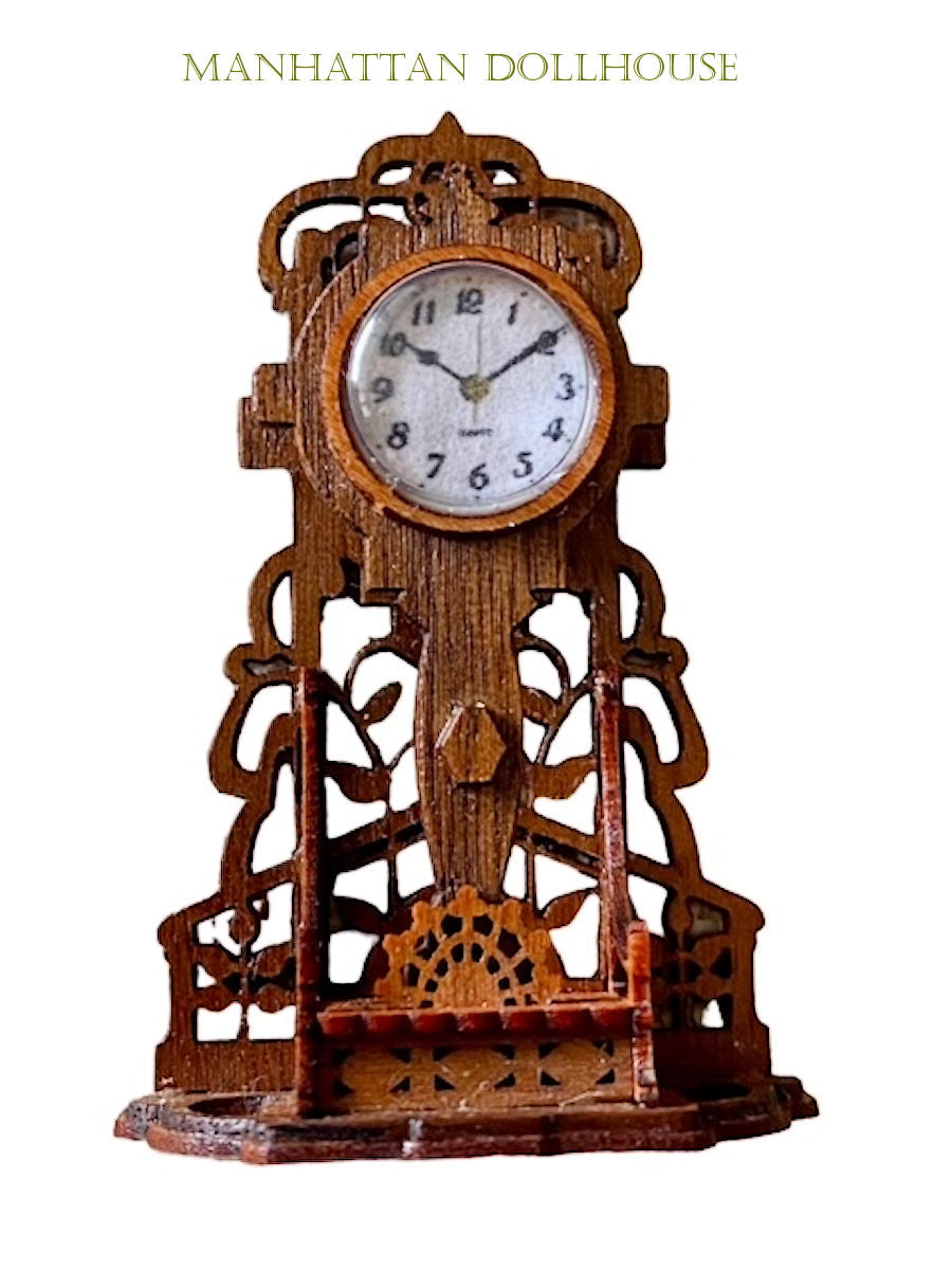 Miniature Wooden Dollhouse Clock