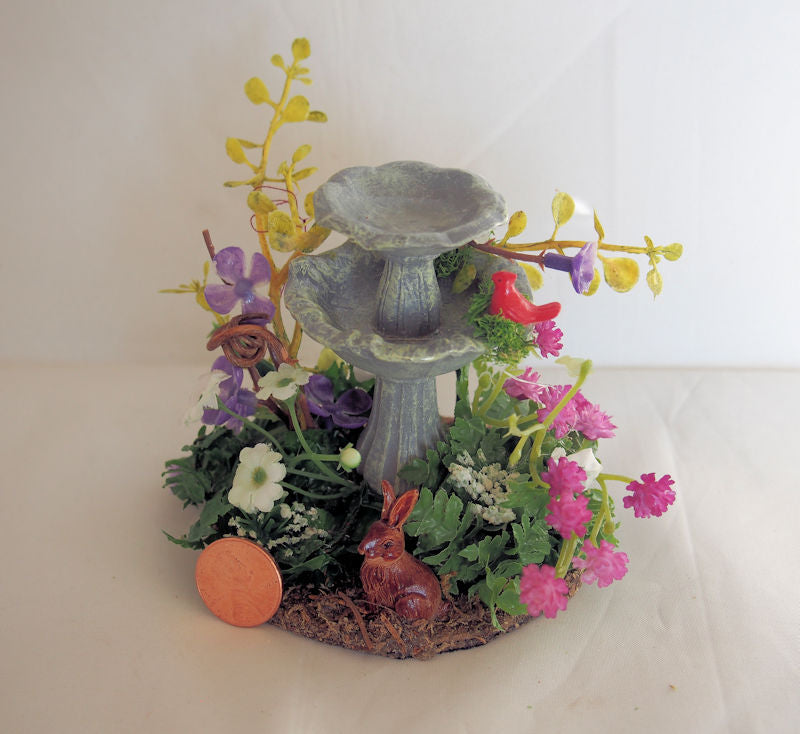Miniature Fountain with Flowers