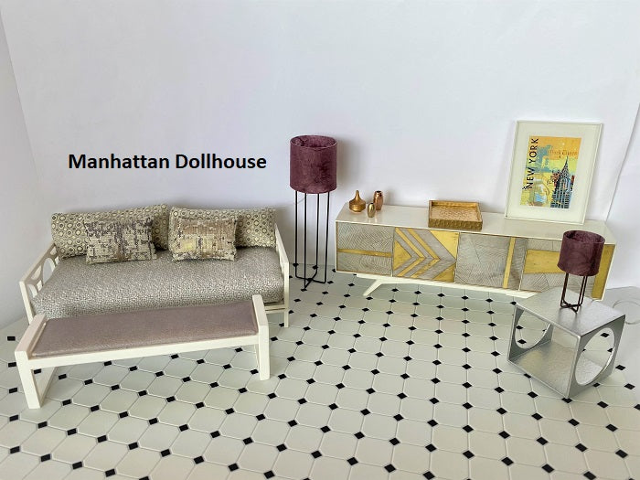 Modern Living Room Set - White, Gold, &amp; Silver