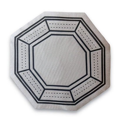 Reversible Black &amp; Silver Octagonal Rug