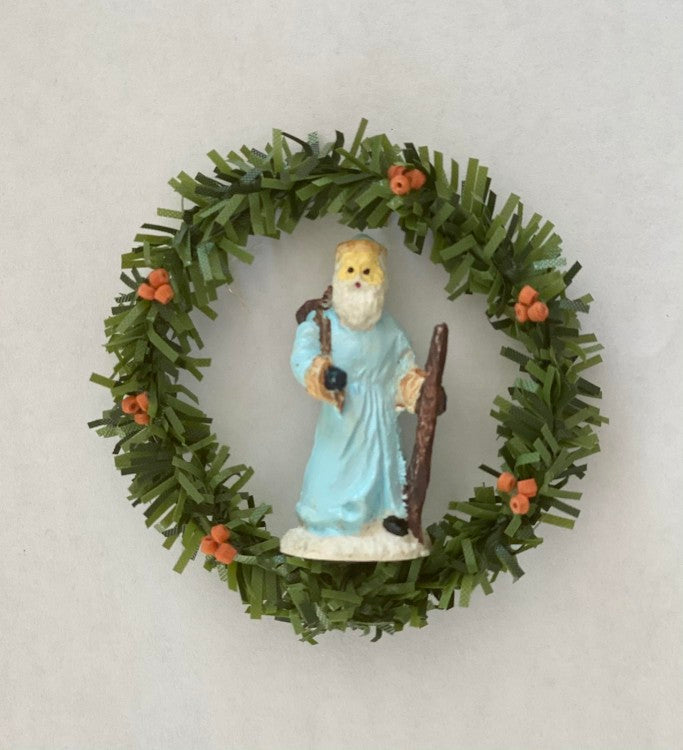 Holiday Wreath with Religious Figurine