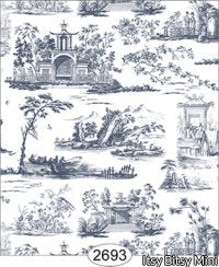 Rose Hill Toile Blue on White
