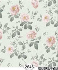 Rose Hill Floral Pale Peach on Seaform Green