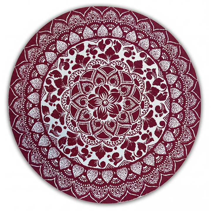 Persian-designed Rug with Burgundy on Beige, 8"