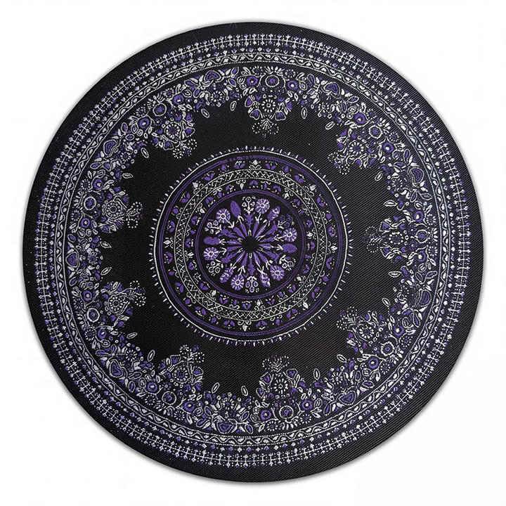 Elegant Silver, Black &amp; Purple Rug, 8"