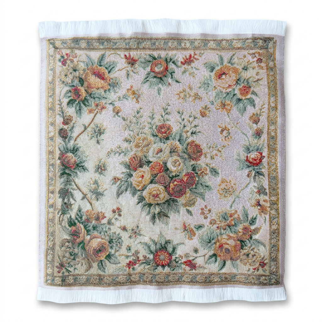 Rose Tapestry Carpet with Fringe