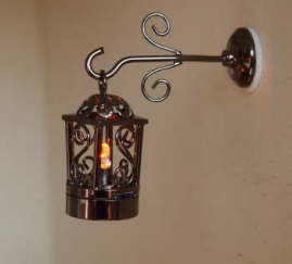 Two Piece Fancy Black Coach Lamp with Amber Light W3 A