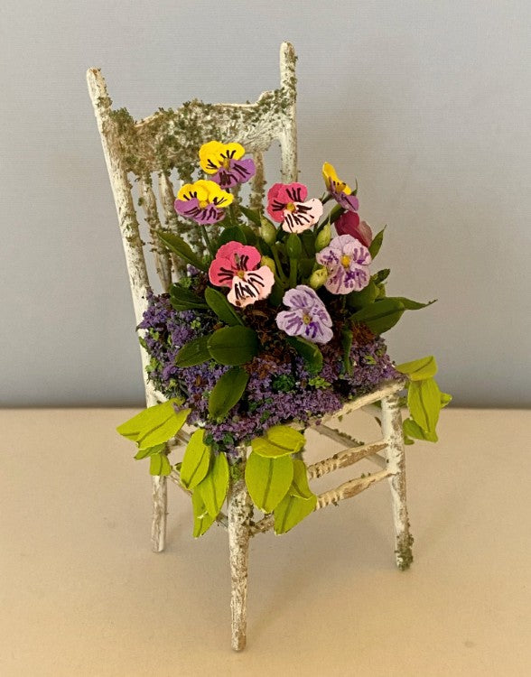Exterior White Chair with Pansies