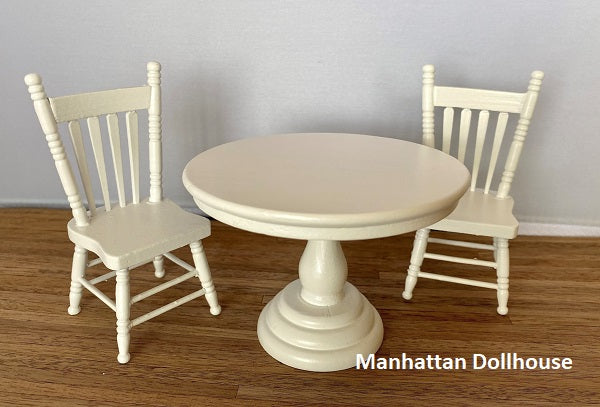 Miniature White Table with Two Chairs