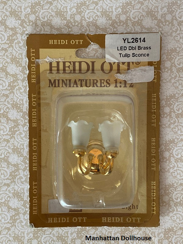 Heidi Ott LED Double Brass Tulip Sconce