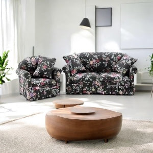 Black Floral Miniature Couch Set