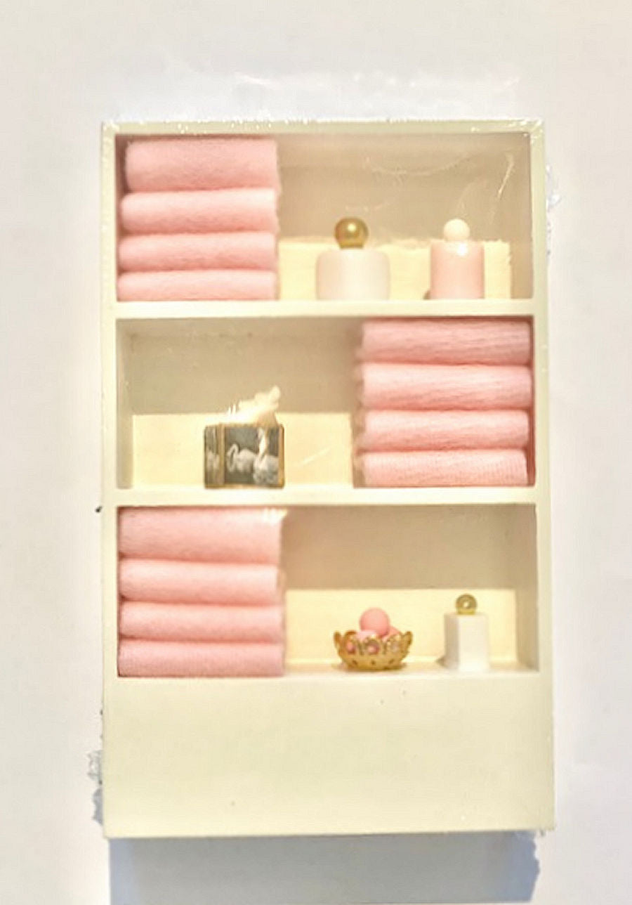 Bathroom Cabinet with Towels and Accessories-Pink