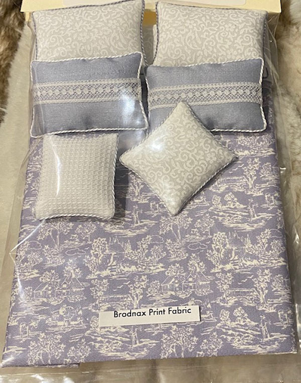 D-166 White on Steel Blue Toile
