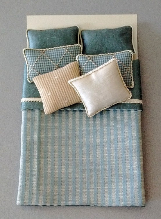 Blue Silk Dollhouse Bed Cover Set