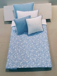 S-398 Sky Blue Vine with White accents Miniature Bedding