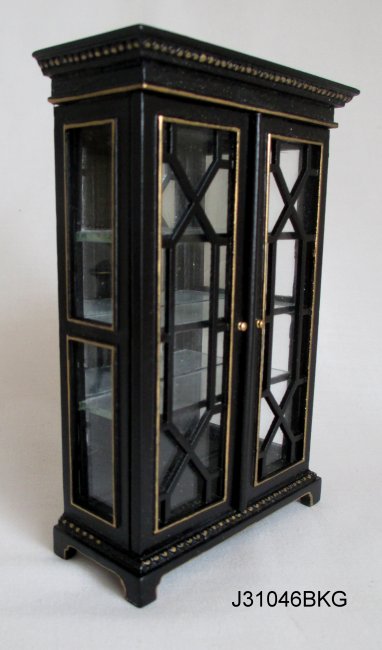 Art Deco Cabinet with Glass Doors - Black and Gold