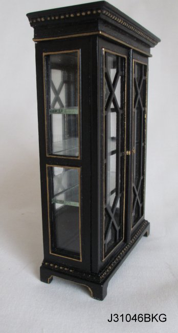 Art Deco Cabinet with Glass Doors - Black and Gold