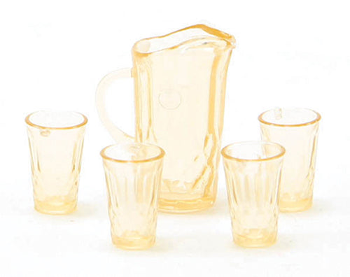 Miniature Pitcher with 4 Glasses in Amber