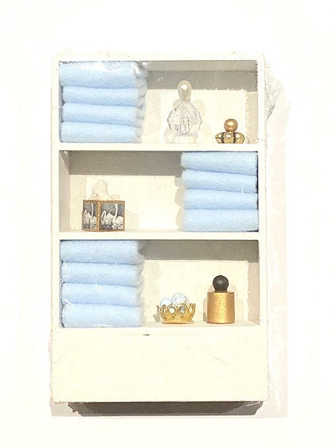 Dollhouse Miniature Cabinet with Accessories-Blue Towels