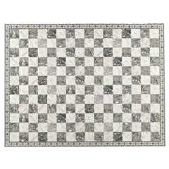 Silver Charcoal Faux Marble Flooring Sheet with Border