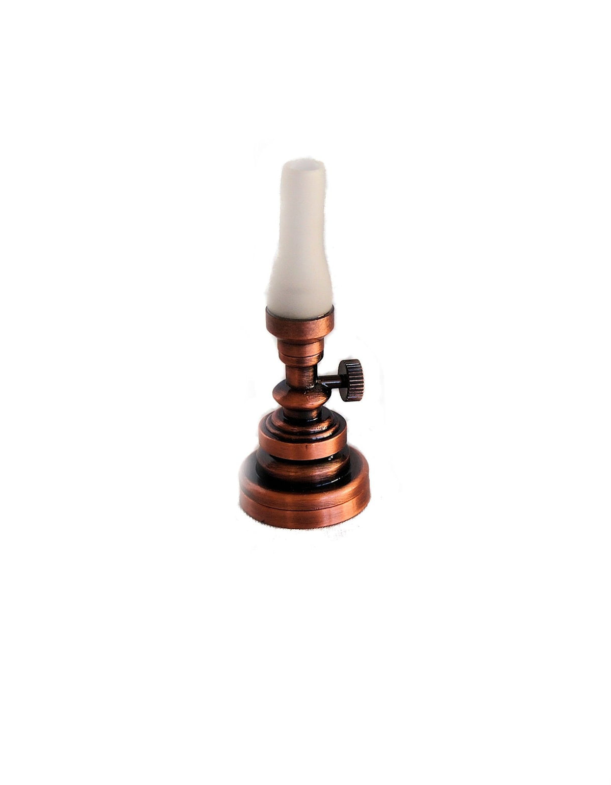 Copper Hurricane Table Lamp with Frosted Shade T12F