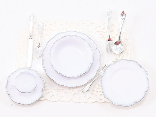 Dollhouse Single Place Setting with Silver Trim