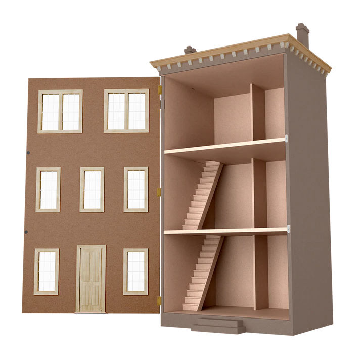 Front Opening Townhouse Dollhouse Kit Smooth MDF